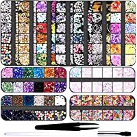 Duufin 15755 Piezas Diamantes para Uñas Pedrería de Imitacion de Arte para Decoración de Arte de Uñas con Pinza y…